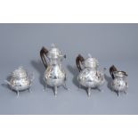 A four-piece Rococo revival silver coffee and tea set, 800/000, 20th C.