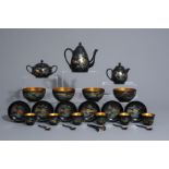 An extensive Chinese Foochow lacquer Shen Shao'an style coffee and tea service, 20th C.