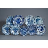 Nine Dutch Delft blue and white dishes, 18th C.