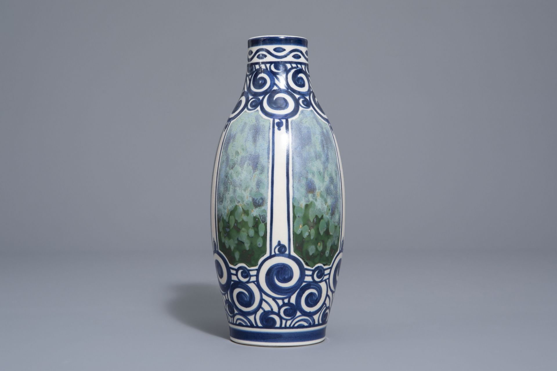 A polychrome Art Nouveau stoneware vase, Charles Catteau for Boch KŽramis, first half 20th C. - Image 3 of 7