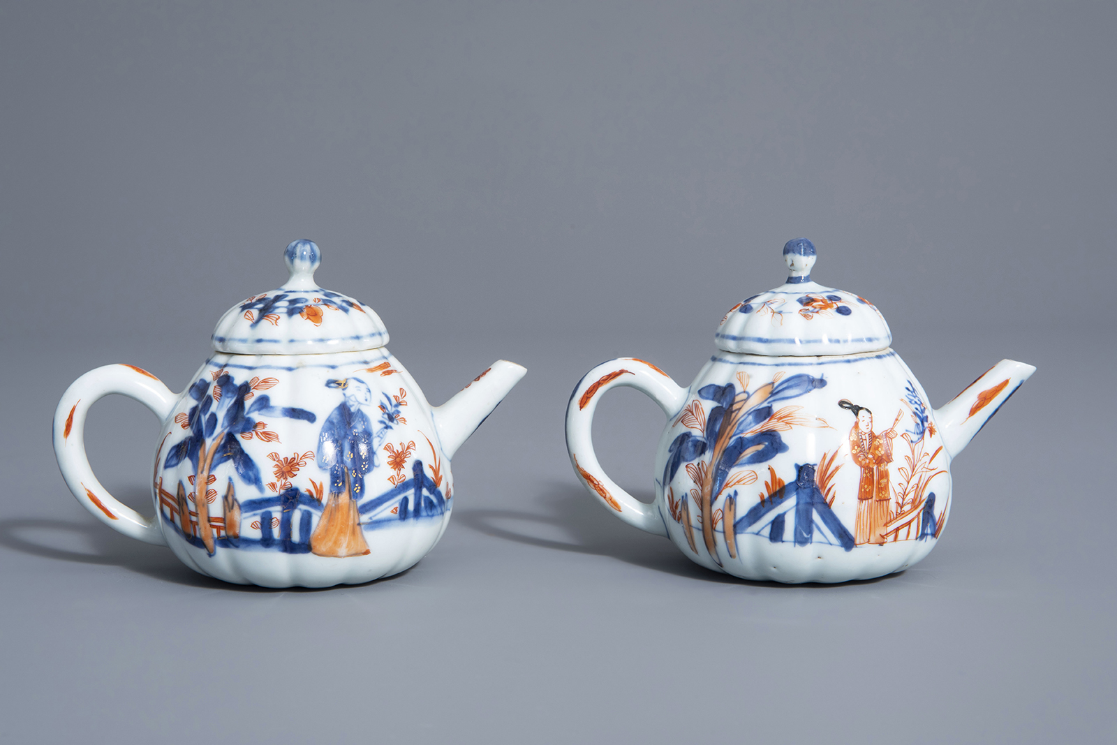 A pair of Chinese Imari style teapots and covers with 'Long Eliza', Kangxi - Image 2 of 7