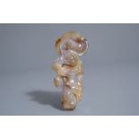 A Chinese carved agate 'ruyi' scepter, 19th/20th C.