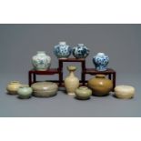 A collection of eleven Chinese and Southeast Asian vases and boxes and covers, Song and later