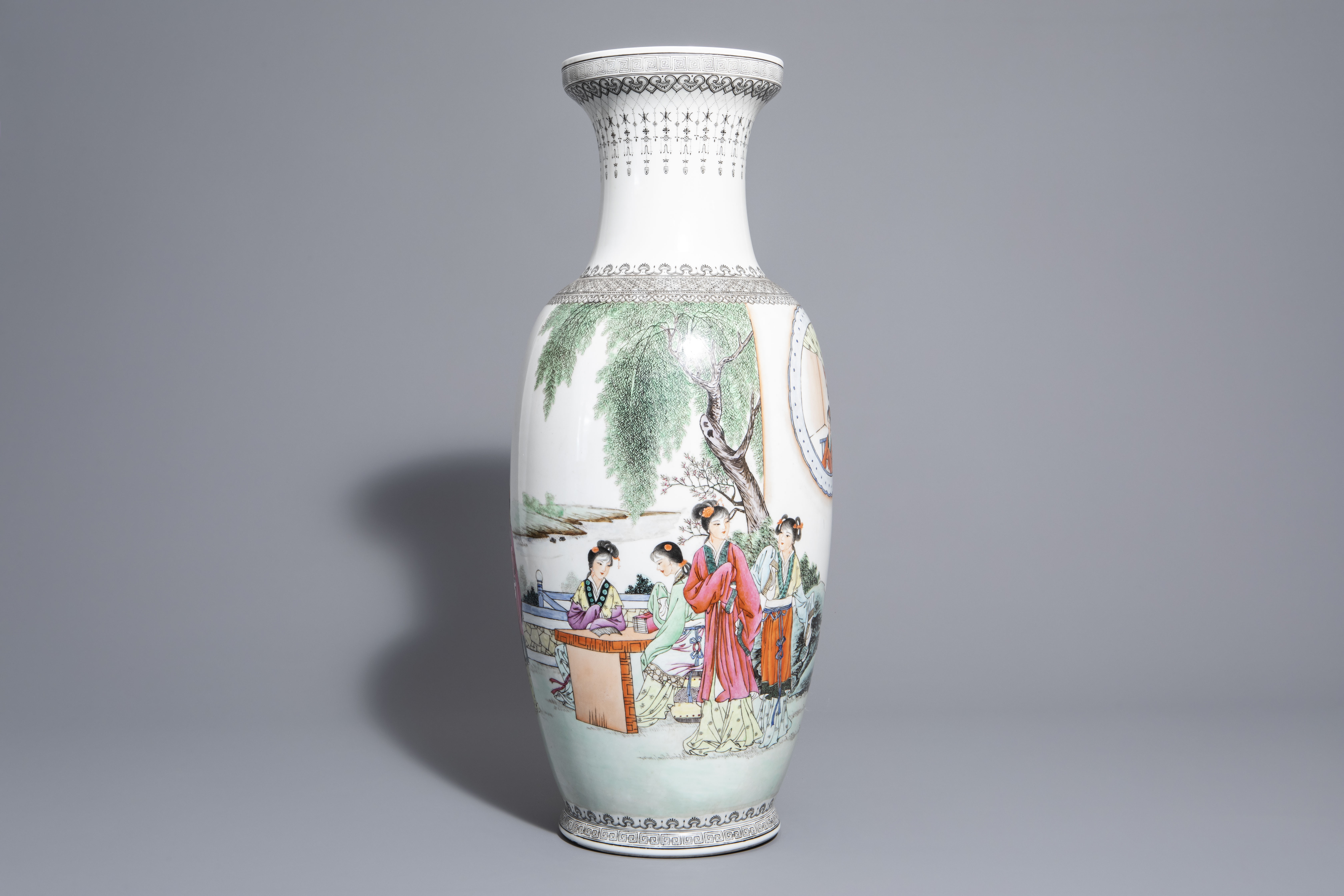 Three Chinese famille rose vases with different designs, 19th/20th C. and 20th C. - Image 2 of 13