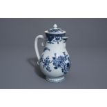 A very large Chinese blue and white ewer with floral design, Qianlong