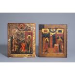 Two Russian icons, 'Annunciation' and 'Appearance of Mary and Nicholas to Georgij', 19th C.