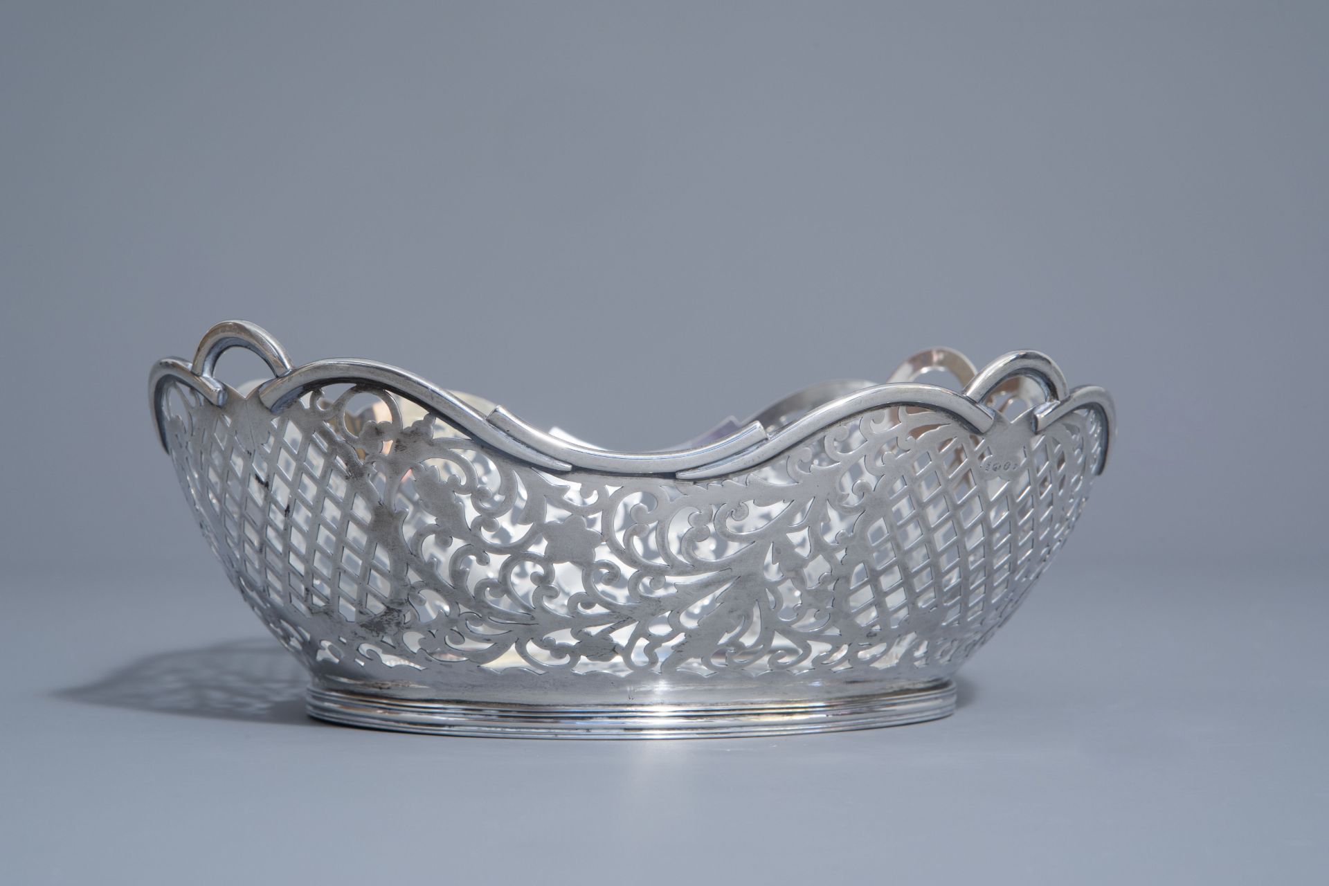 A Dutch silver open worked fruit bowl and a silver Hanukkah, 20th C. - Image 13 of 16