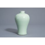 A Chinese monochrome celadon meiping vase, Qianlong mark, 19th/20th C.