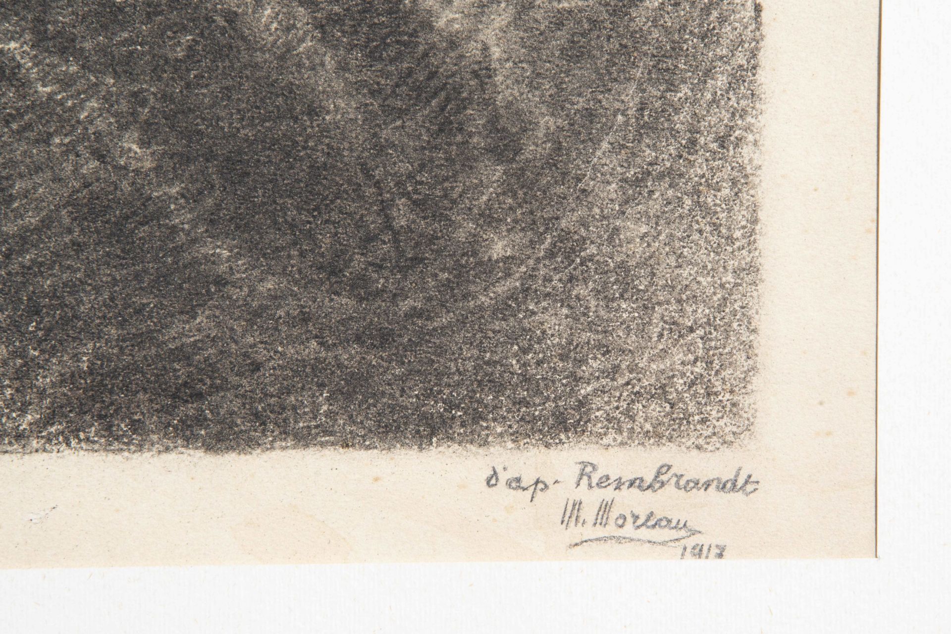 Max Moreau (1902-1992): Two men's portraits after Rembrandt, charcoal on paper, dated 1917 - Image 6 of 7