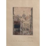 James Ensor (1860-1949): 'La rue du Bon Secours ˆ Bruxelles', etching in colours, [1887]