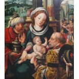 Flemish school: Adoration of the magi, oil on panel, 16th C.