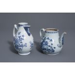 A large Chinese blue and white teapot and a water jug, Qianlong