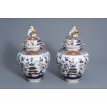 A pair of Saxon porcelain Imari style vases and covers, Carl Thieme, Dresden, Germany, 20th C.