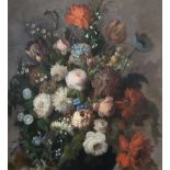 Etienne LŽon Trebutien (1823-1871): Still life of flowers, oil on canvas, dated 1855