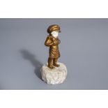 Georgette Louise Bailly (first quarter of the 20th C.): The rascal, chryselephantine on marble base