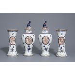 A Samson porcelain Chinese export style four-piece vase garniture, Paris, 19th C.