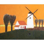 Rik Slabbinck (1914-1991): Landscape with a mill, oil on canvas