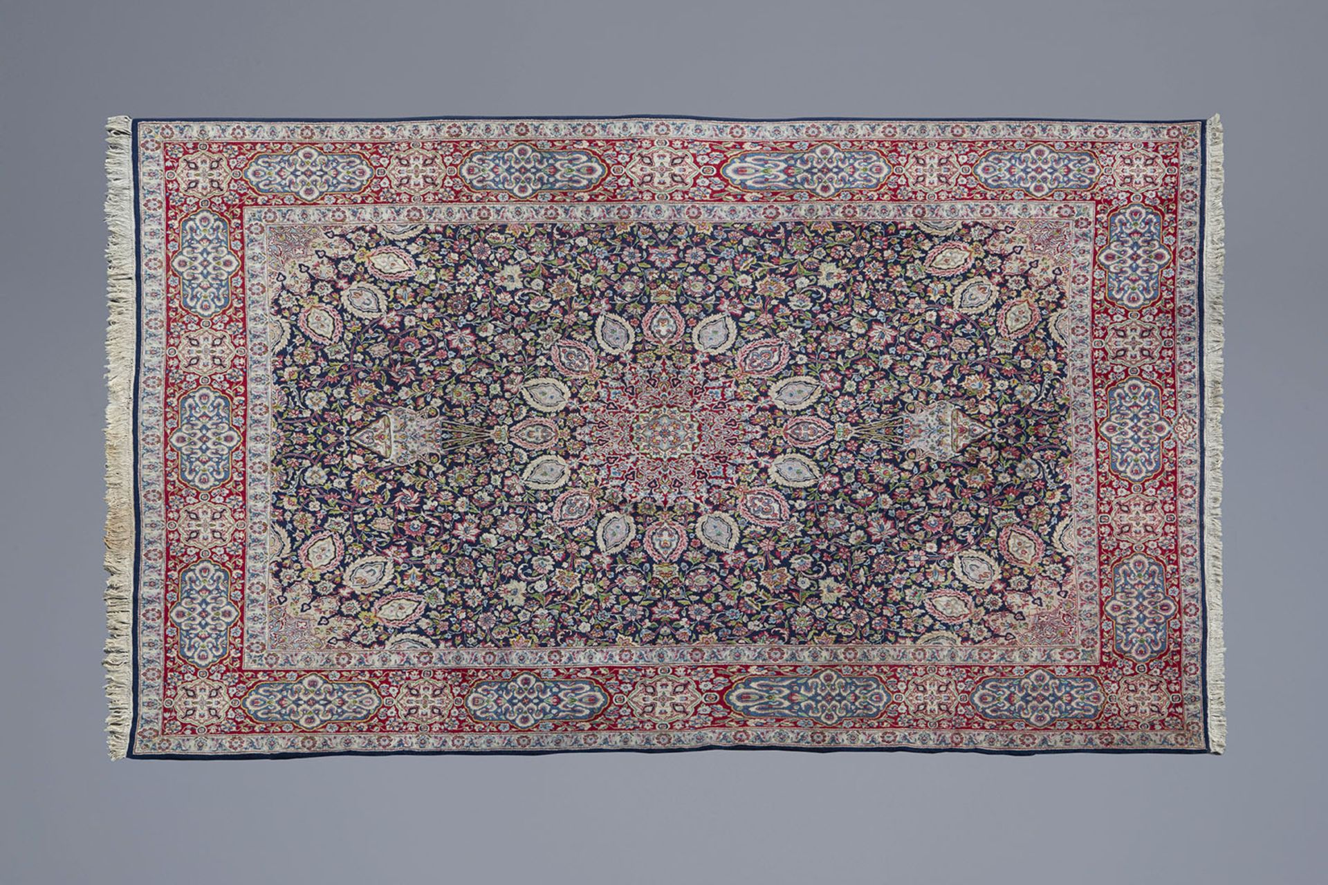 A fine Oriental rug with floral design, wool on cotton, Kerman Royal, 1940's