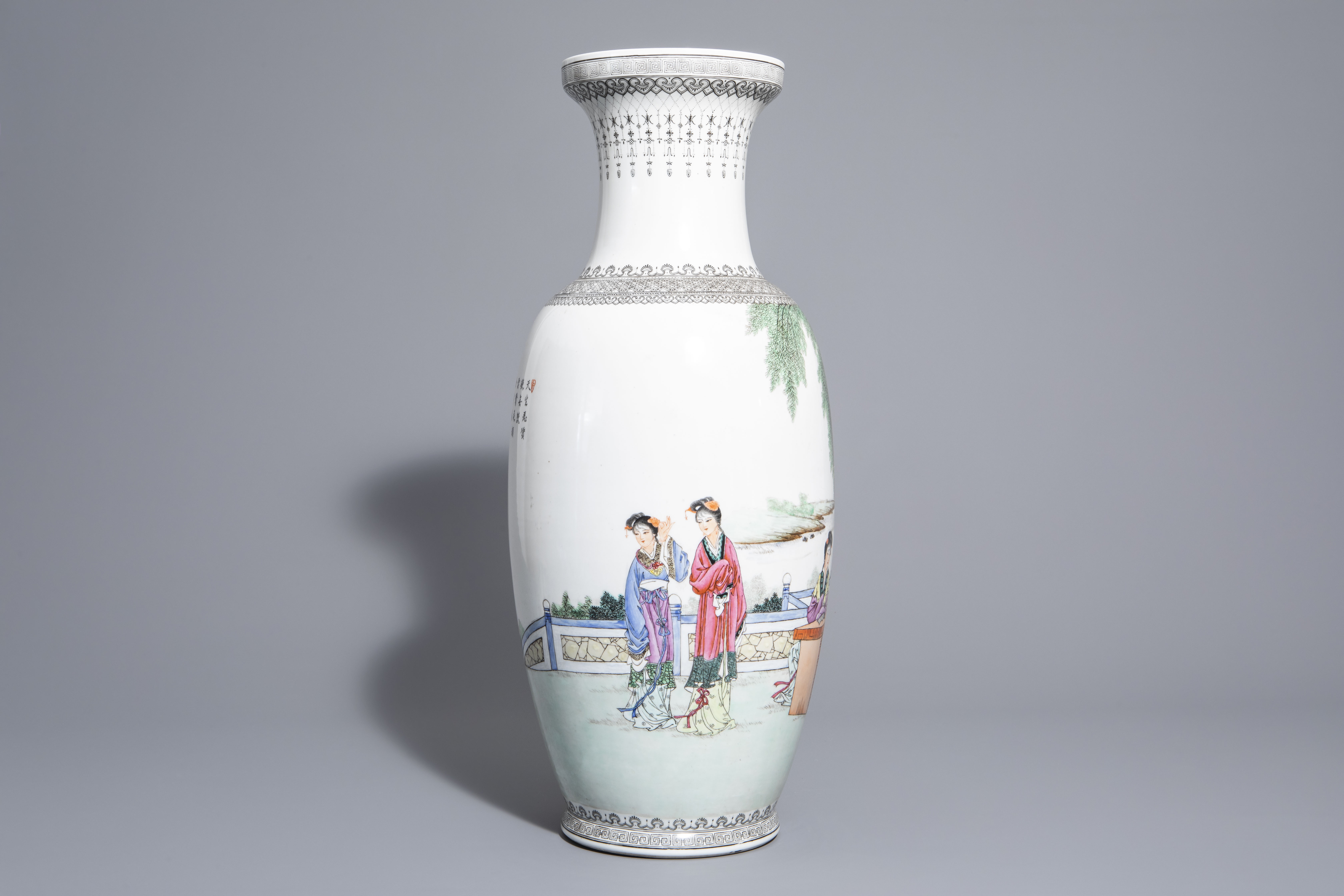 Three Chinese famille rose vases with different designs, 19th/20th C. and 20th C. - Image 3 of 13