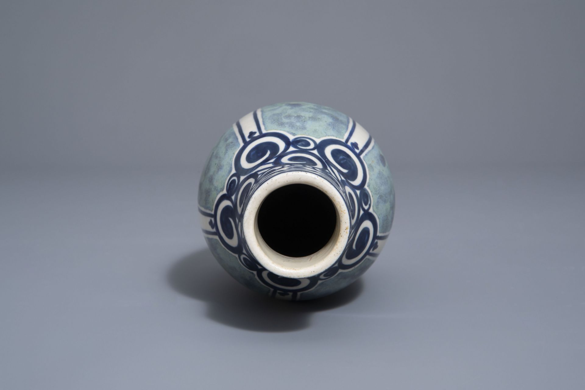 A polychrome Art Nouveau stoneware vase, Charles Catteau for Boch KŽramis, first half 20th C. - Image 5 of 7