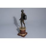 Apollo Belvedere, patinated bronze on a red marble base, about 1800