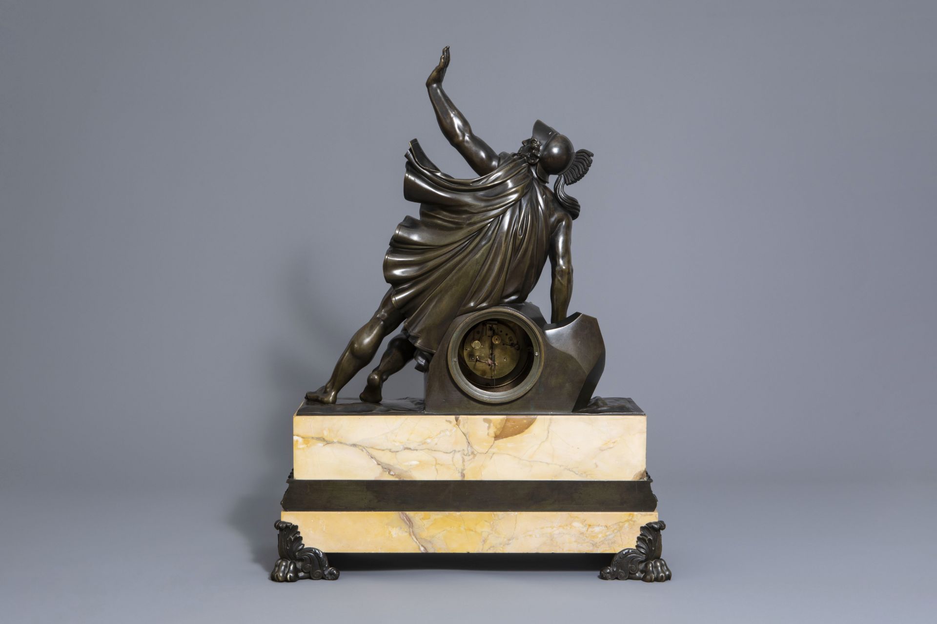 French mantel clock in patinated and gilt bronze and Siena marble, first half of the 19th C. - Image 6 of 9