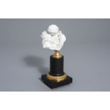 French school, after Dumont: The kiss, biscuit on black marblebronze mounted base, 19th/20th C.