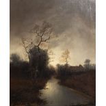 Jozef Joducus Moerenhout (1801-1875, in the manner of): Stream by nightfall, oil on canvas