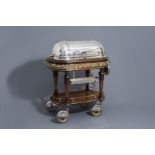 A French Louis XVI style gilt bronze mounted wooden serving trolley or 'chariot ˆ viande', ca. 1900