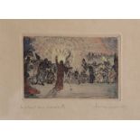 James Ensor (1860-1949): 'Le Christ aux mendiants', etching in colours, dated 1895