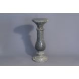 A baluster shaped vert de mer marble pedestal, 20th C.