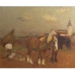 Hubert Malfait (1898-1971): Plowing the field, oil on canvas
