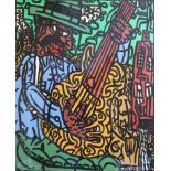 Robert Combas (1957): The guitar player, lithograph in colours, ed. HC 37/50