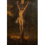 Flemish school, after Rubens): Christ expiring on the cross, oil on canvas on panel, prob. 18th C.
