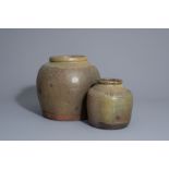 Two green-brown storage jars, South-East Asia, 19th C.