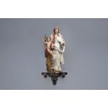 A large polychrome painted wood sculpture of Our Lady and Child, Naples, Italy, 17th/18th C.