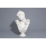 Battelly (19th/20th C.): Bust of a young maiden, marble