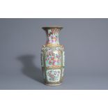 A Chinese Canton famille rose vase, 19th C.