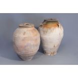 Two large Spanish or French earthenware olive jars, 18th/19th C.