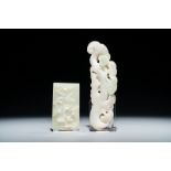 Two Chinese white and green jade carvings, 19th/20th C.