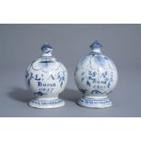 A pair of blue and white money banks, dated 1807, Makkum, Friesland