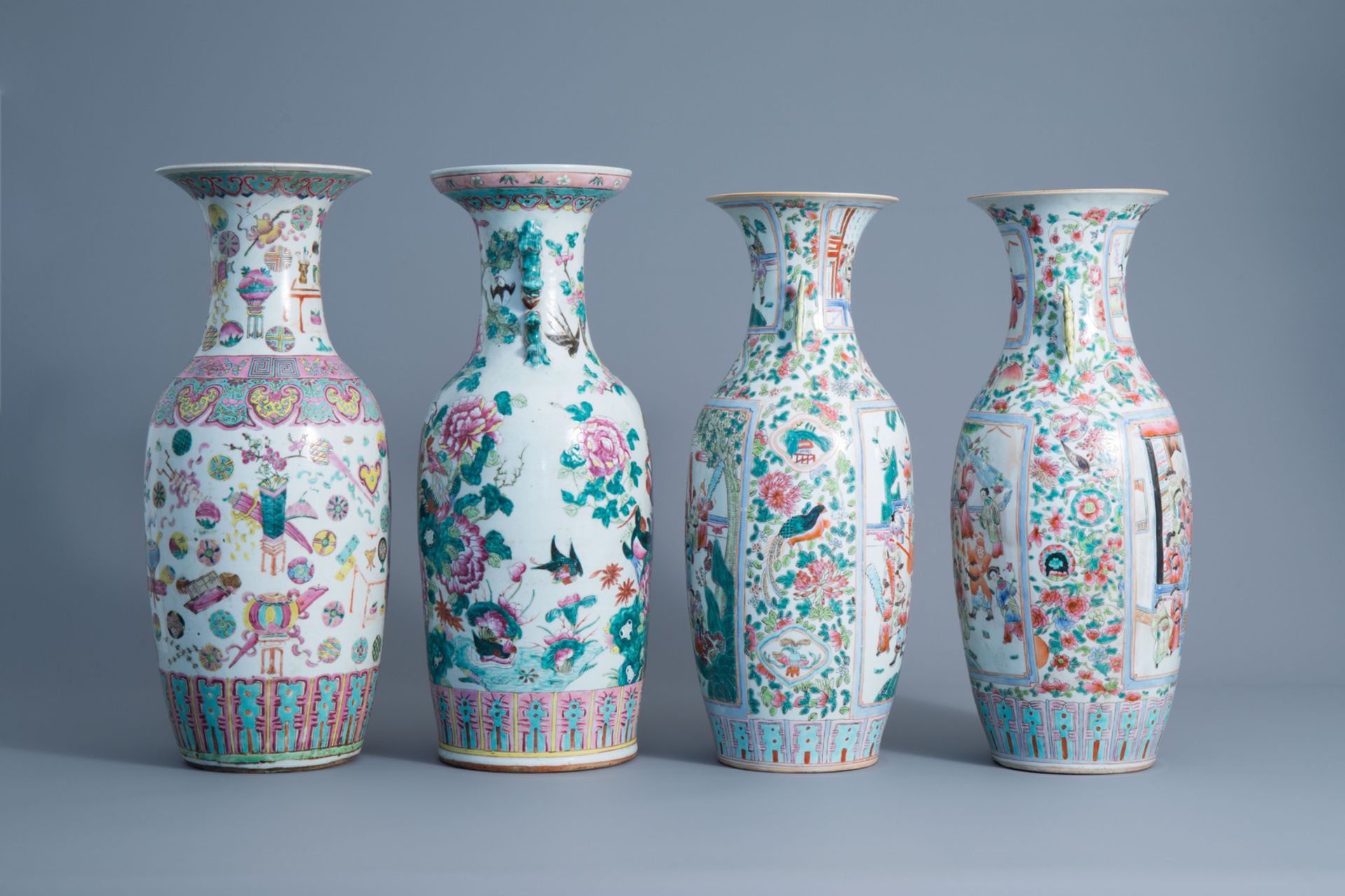 Four various Chinese famille rose vases, 19th/20th C. - Image 2 of 6