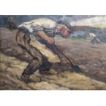 Emile Thysebaert (1873-1963): Farmers at work, oil on canvas
