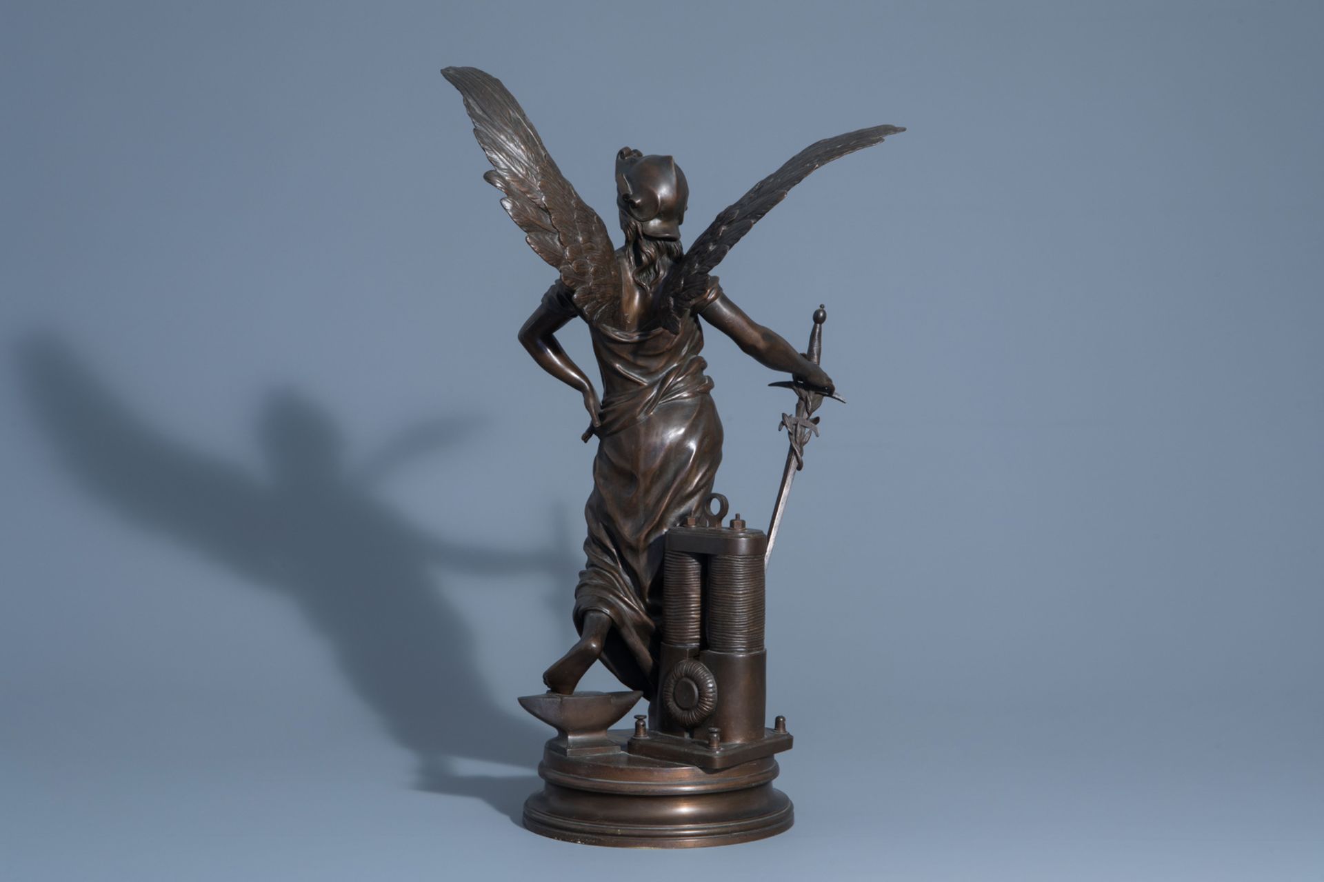 Georges Charles Coudray (1862-1932): 'GŽnie de l'industrie', patinated bronze - Image 4 of 8