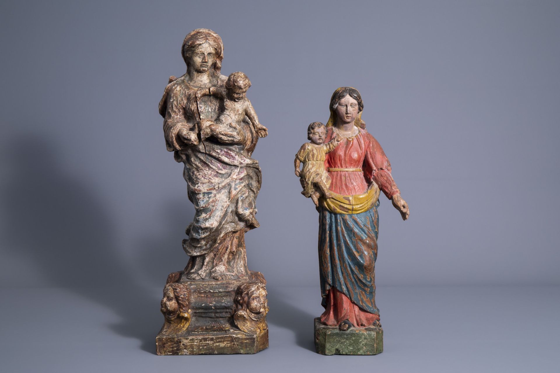 Two carved and polychrome painted Virgin and Child sculptures, Flanders/France, 18th/19th C. - Image 2 of 7