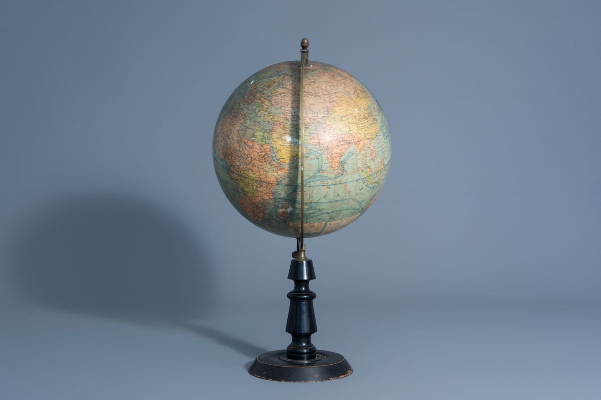 A Joseph Forest globe on an ebonized wooden base, France, about 1900 - Image 3 of 13