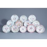 Twelve Chinese famille rose and verte-Imari plates with different designs, Yongzheng/Qianlong