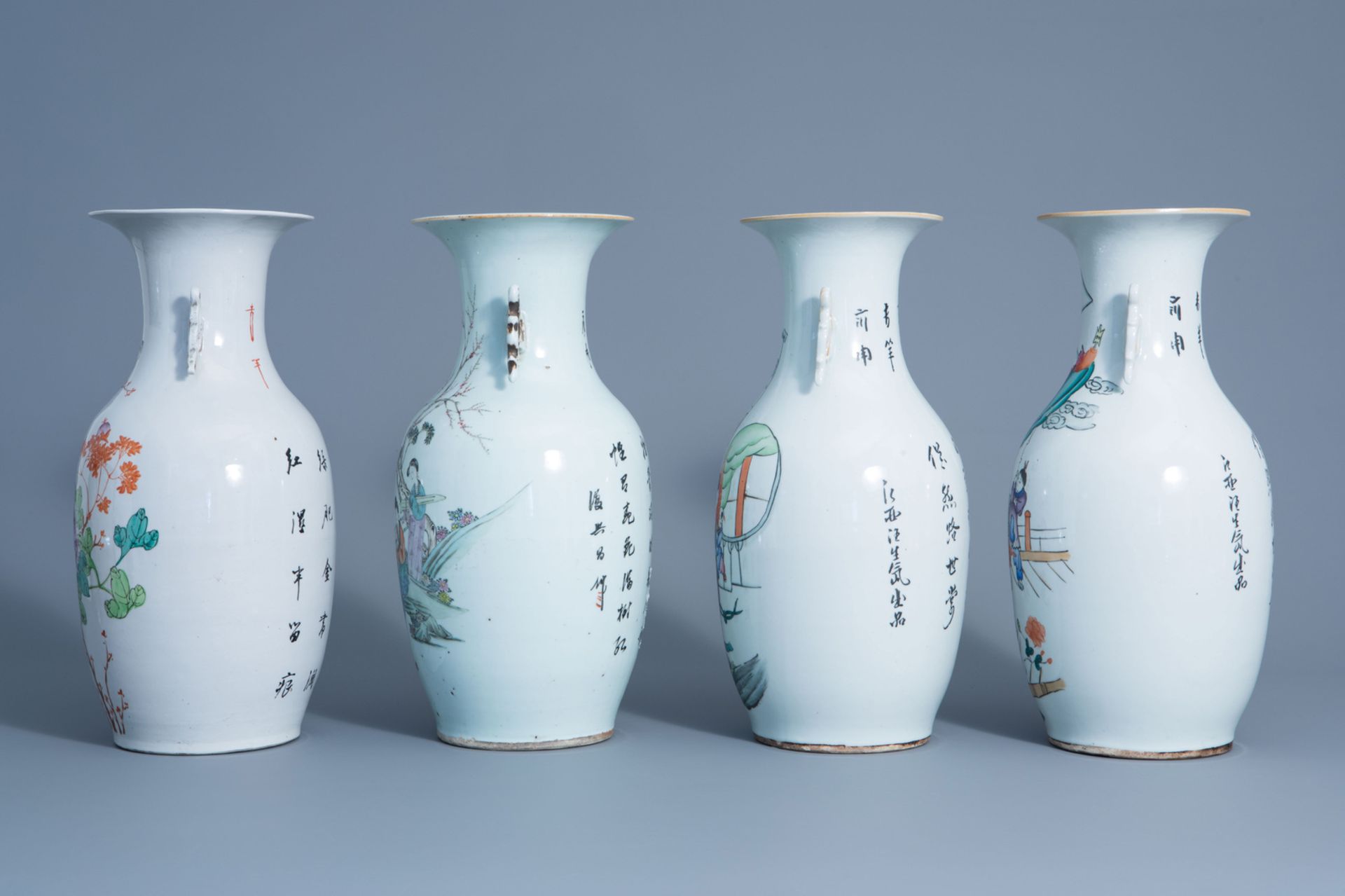 Four various Chinese famille rose vases, 19th/20th C. - Image 4 of 6