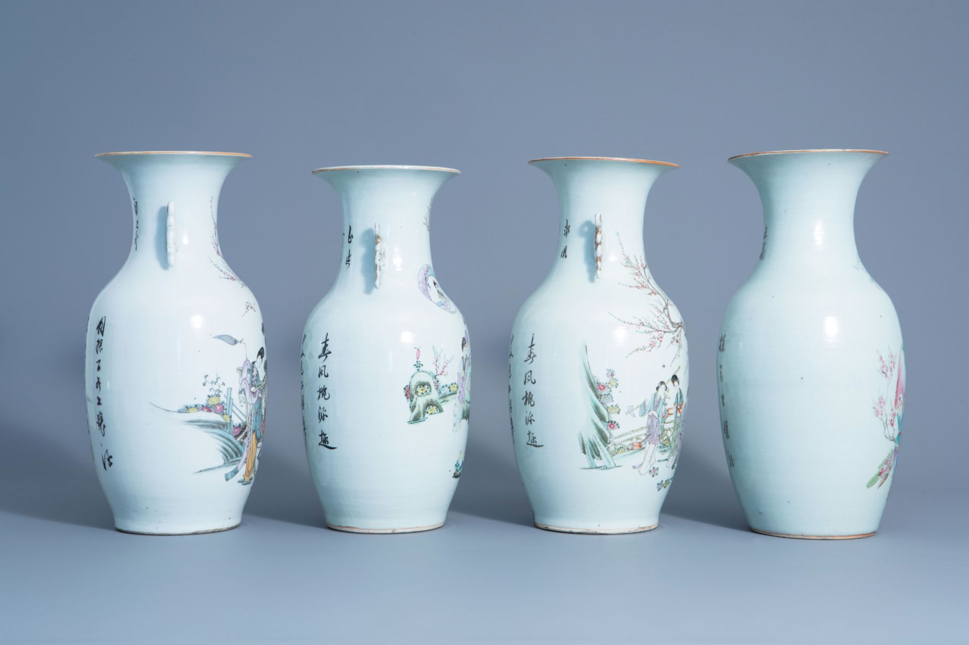 Four various Chinese famille rose vases, 19th/20th C. - Image 2 of 6