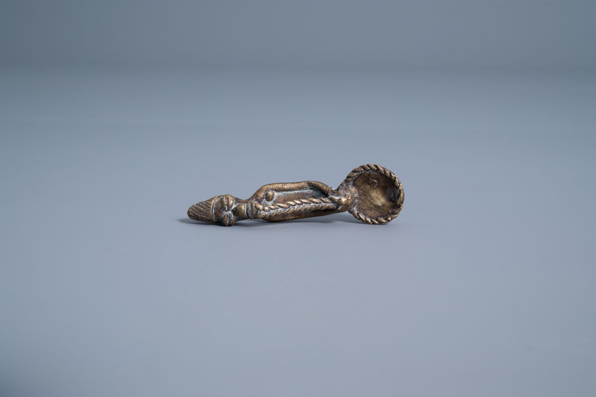 An African bronze group depicting mother and child and an Ashanti gold weight spoon, Ivory Coast and - Image 12 of 13